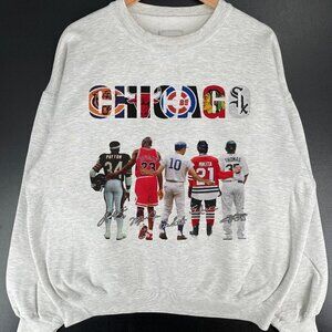 Chicago Sports Team Signatures Retro Graphic Fan Sweatshirt